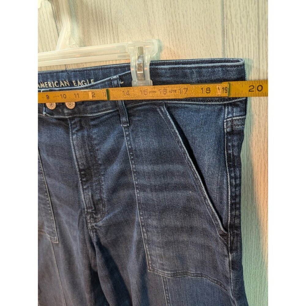 American Eagle Jeans Women 20 Super High-Rise Baggy Wide Leg Blue Dark Wash - Picture 10 of 12